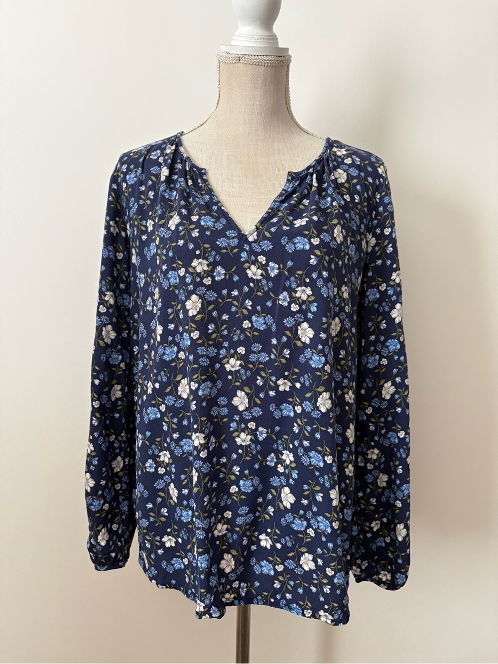 Old Navy Navy Blue Floral V-Neck Tunic